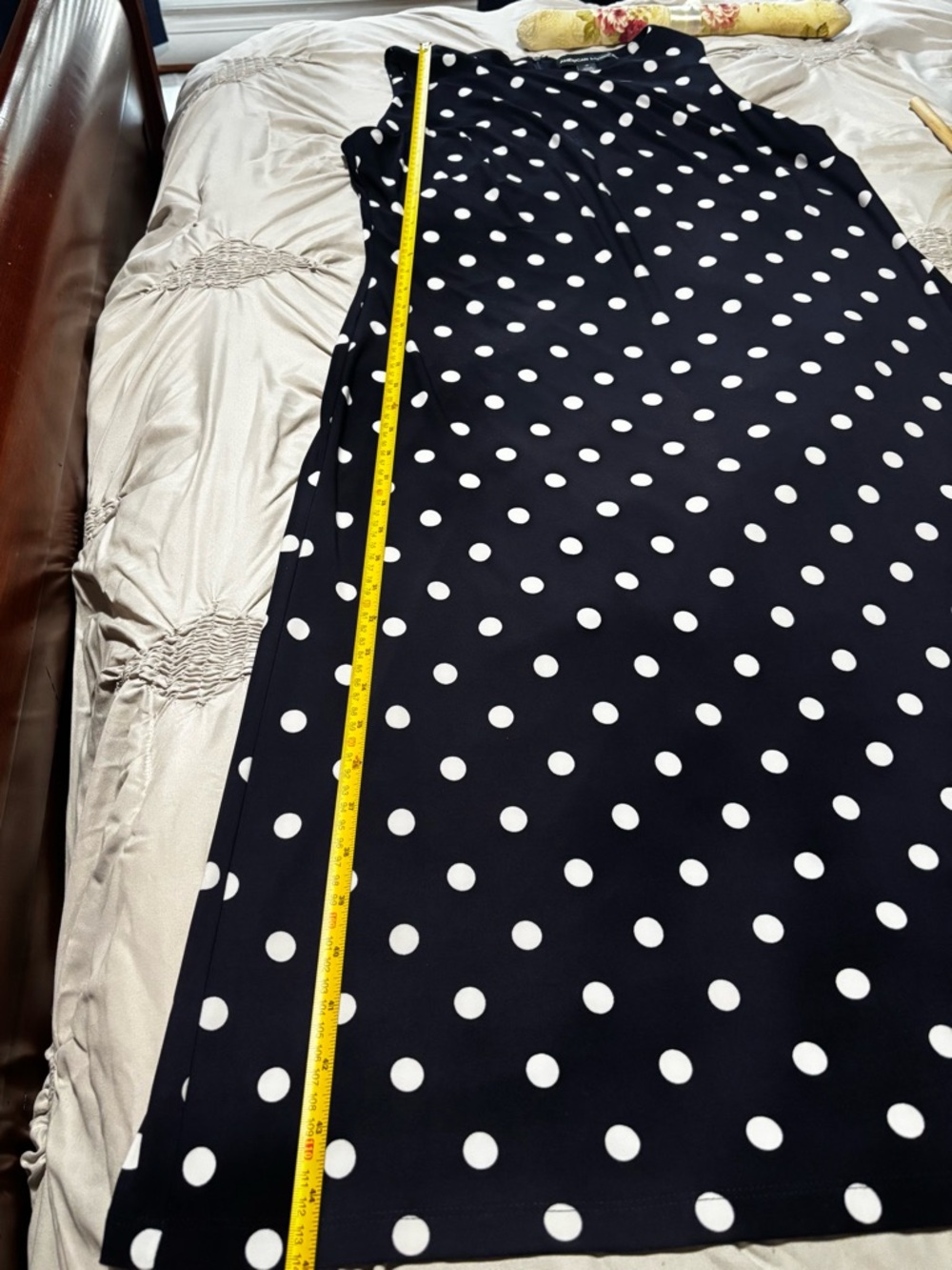 American Living Blue & White Polka Dot Midi Dress SZ 16 capsule minimal classic - Picture 4 of 5